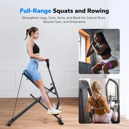 Squat Machine, Squat Rowing Machine, Easy Setup & Foldale Exercise Equipment, Glute Trainer Machine,