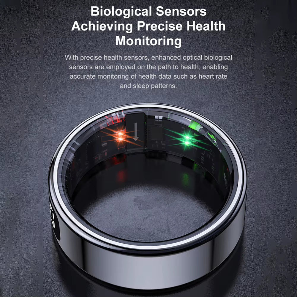 R11 Smart Ring with Display Screen and Touch Health Manager Wireless Charging Fitness Ring 5 ATM Waterproof for Android & Ios