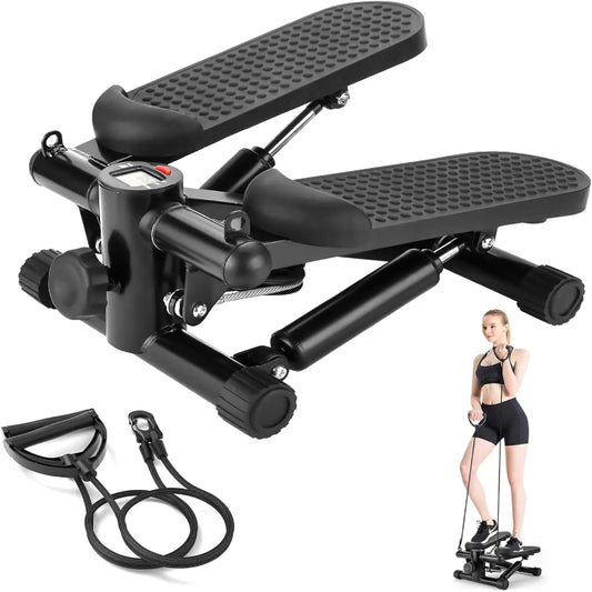 Home Workout Equipment Stair Stepper for Exercise Mini Steppers with Resistance Band Hydraulic Fitness Stepper