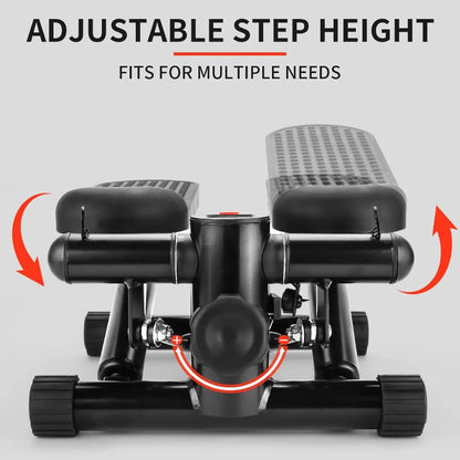 Home Workout Equipment Stair Stepper for Exercise Mini Steppers with Resistance Band Hydraulic Fitness Stepper