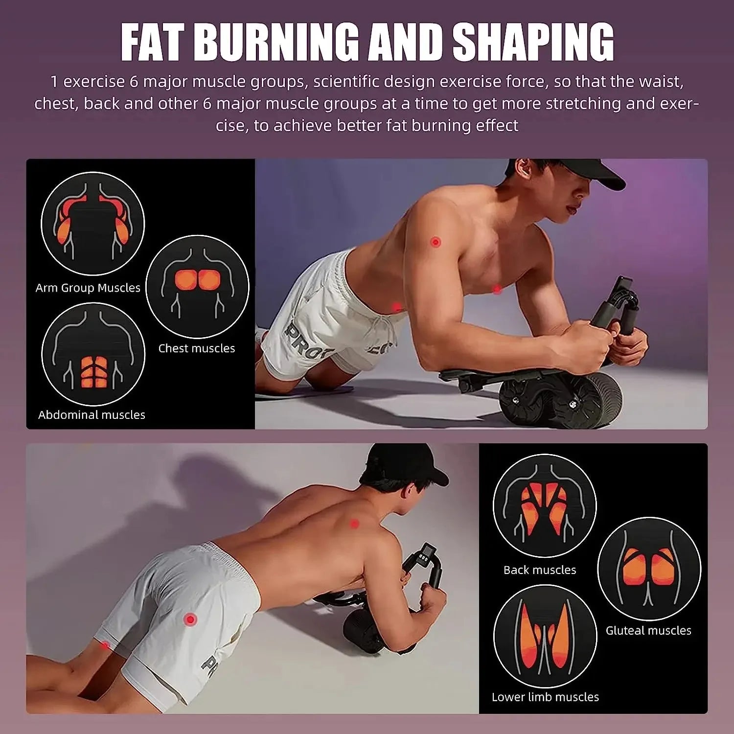 Dual-Use Arm Support AB Roller Wheel Home Use Abdominal Wheel Automatic Rebound Abdominal Exercise Machine for Men Women